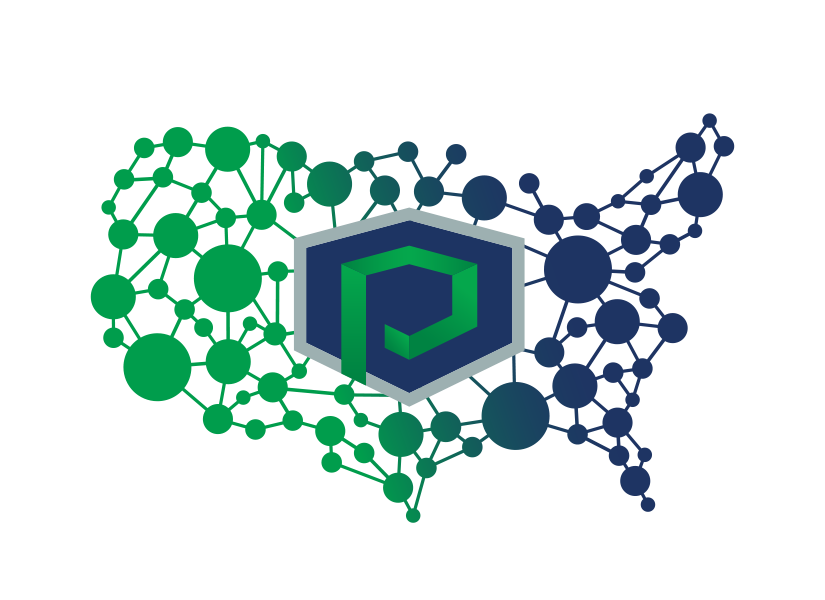 Graphic displaying a network of connectivity across the United States to show Protos' nationwide security reach