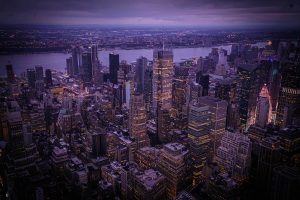 aerial image of New York City at night