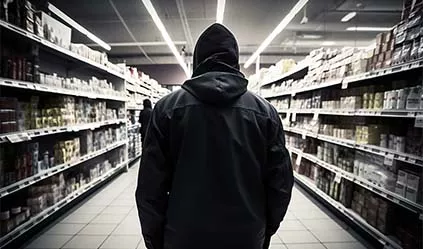 threatening image of a thief inside a store
