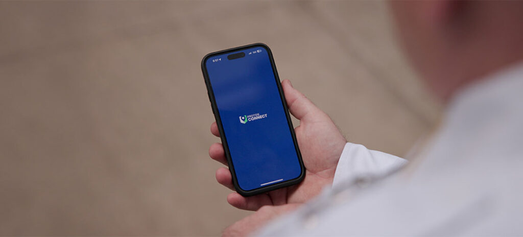 Protos Connect app on cell phone