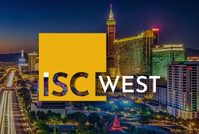 ISC West logo with cityscape background