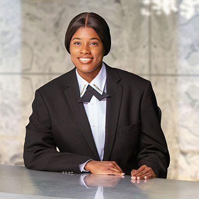 security guard sitting at front desk
