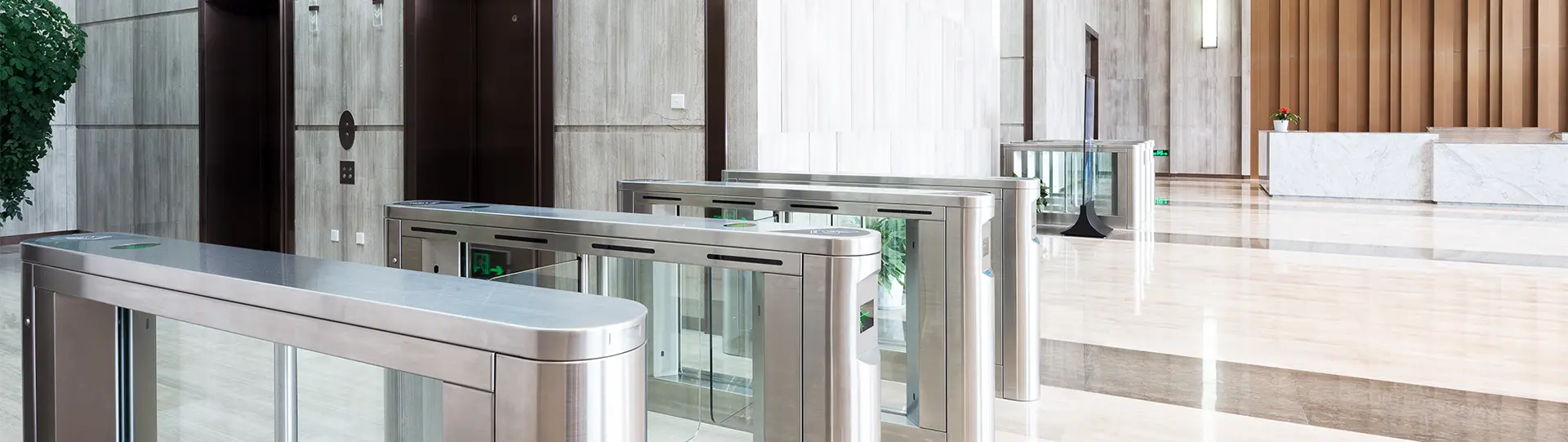commercial real estate access control equipment in lobby
