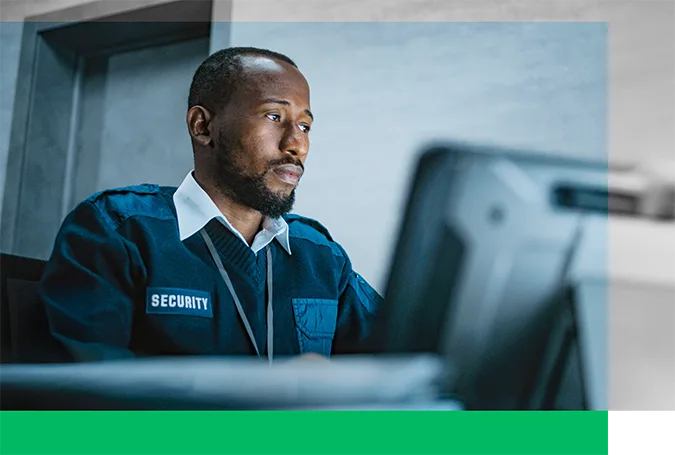 security officer working at computer