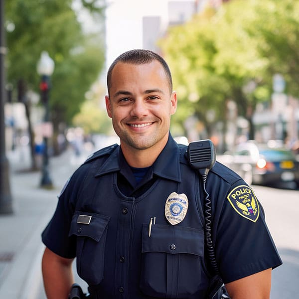 image of police officer standing on a street