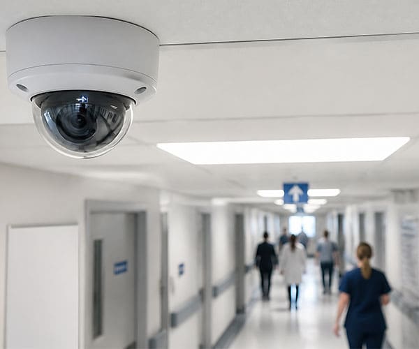 security camera in hospital hallway